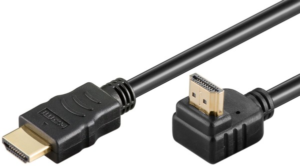 goobay High Speed HDMI 90° Kabel mit Ethernet vergoldet schwarz 0,5 m